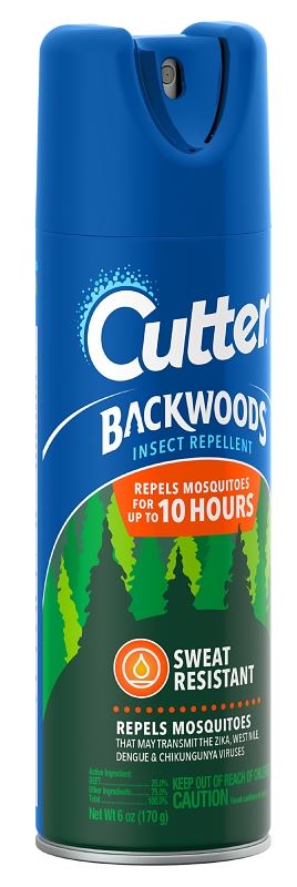 Cutter Backwoods 96280 Insect Repellent, 6 oz Aerosol Can, Liquid, Light Yellow, Deet, Ethanol - VORG6969810