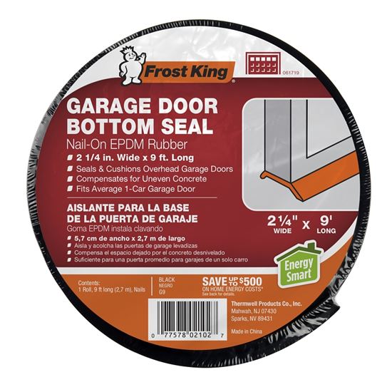 Frost King G9H Garage Door Bottom Kit, 2-1/4 in W, 9 ft L, Rubber, Black - VORG8818270