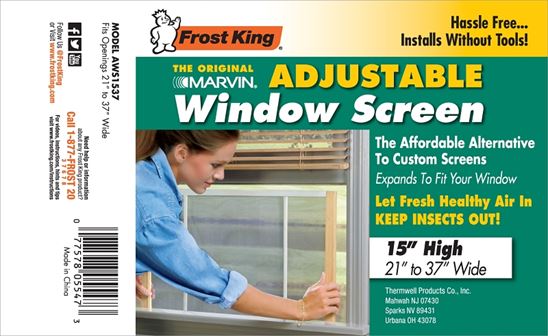 Frost King W.B. Marvin AWS1537 Window Screen, 15 in L, 21 to 37 in W, Aluminum - VORG8721763