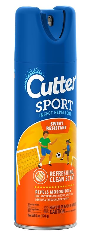 Cutter SPORT HG-96253 Insect Repellent, 6 oz Aerosol Can, Liquid, Light Yellow/Water White, Ethanol - VORG7021686