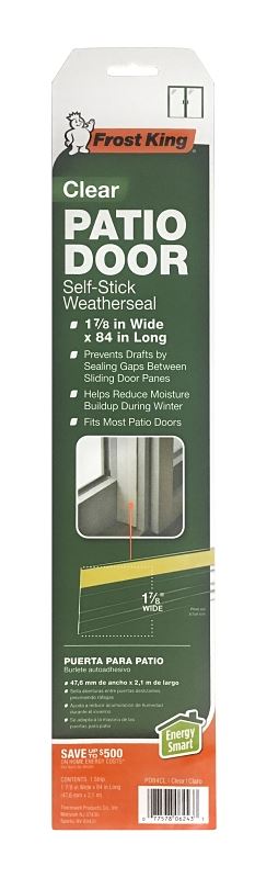 Frost King PD84CL Patio Door Weatherstrip, 1-7/8 in W, 84 in L, PVC, Clear - VORG8370694