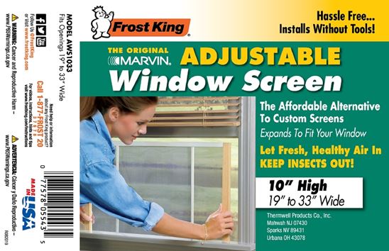 Frost King W.B. Marvin AWS1033 Window Screen, 10 in L, 19 to 33 in W, Aluminum - VORG8015208