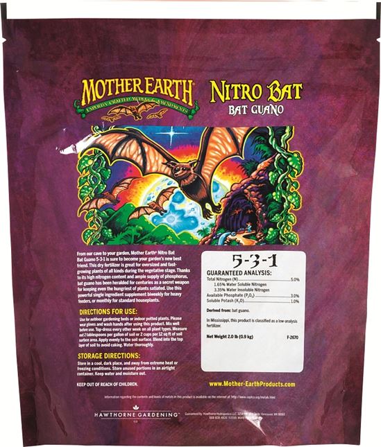 Mother Earth HGC733955 Nitro Bat Guano, 2 lb Bag, Solid, 5-3-1 N-P-K Ratio - VORG5665559