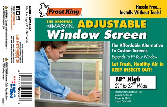 Frost King W.B. Marvin AWS1837 Window Screen, 18 in L, 21 to 37 in W, Aluminum - VORG6192819