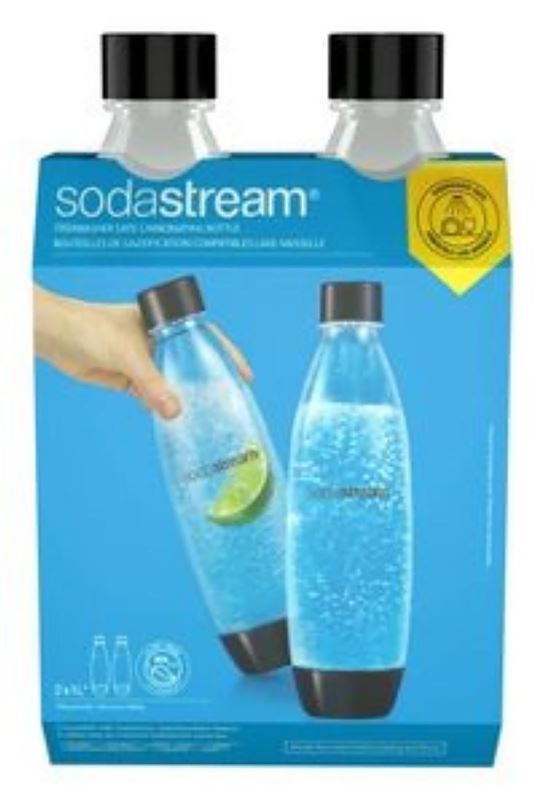 Sodastream 1741260010 Slim Carbonating Bottle, 1 L Capacity, Plastic, Black, Pack of 4 - VORG3523560