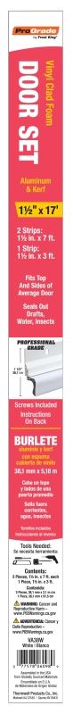 Frost King VA38W Kerf Door Set Weatherstrip, 1-1/2 in W, 3/4 in Thick, 84 in L, Aluminum, White - VORG1850536