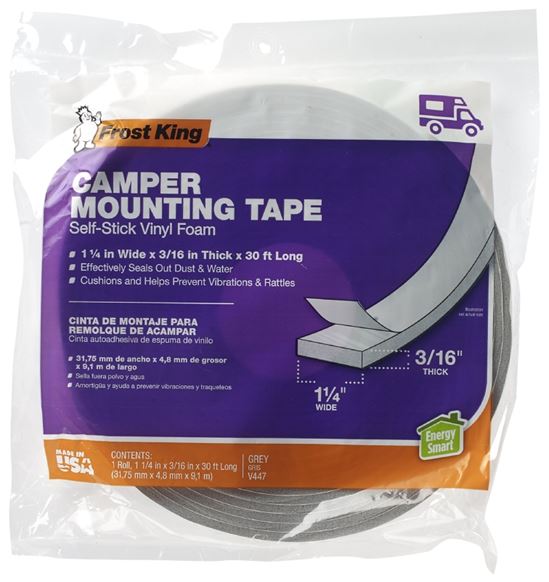 Frost King V447H Foam Tape, 1-1/4 in W, 30 ft L, 3/16 in Thick, PVC, Gray - VORG1734466