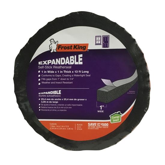 Frost King COLORmaxx Series EF41 Weather Seal, 1 in W, 13 ft L, 1 in Thick, Foam Silicone, Black - VORG1249366