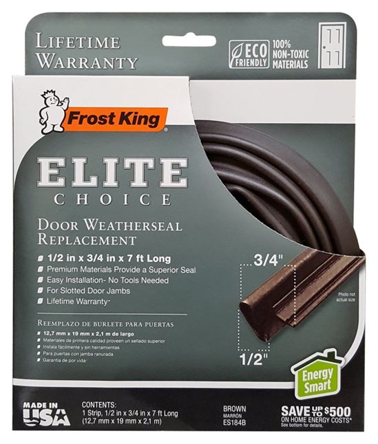 Frost King ES184B Weatherstrip, 3/4 in W, 1/2 in Thick, 7 ft L, Brown - VORG1249309