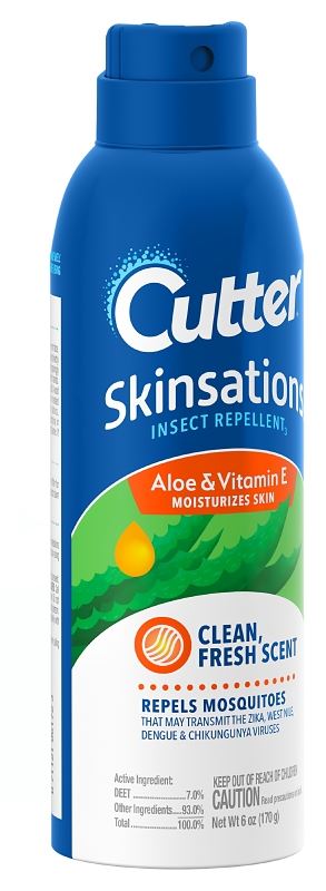 Cutter SKINSATIONS HG-96172 Insect Repellent, Aerosol, Ethanol, 6 oz Aerosol Can - VORG0317693