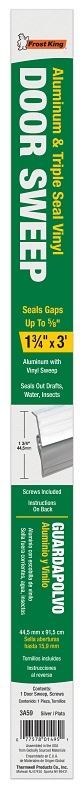 Frost King 3A59 Door Threshold, 36 in L, 1-3/4 in W, Aluminum, Bright/Silver - VORG0418723