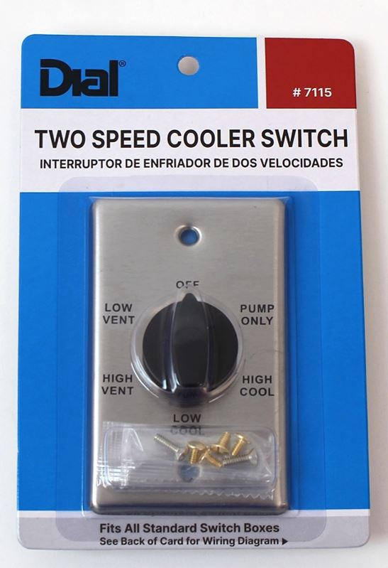 Dial 7112 Wall Switch, 2-Speed, Plastic, White, For: Evaporative Cooler Purge Systems - VORG0167619