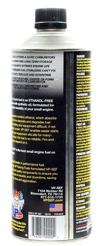 VP Racing 6235 50:1 Pre-Mixed Small Engine Fuel, Hydrocarbon, Blue, 1 qt, Pack of 8 - VORG0053322