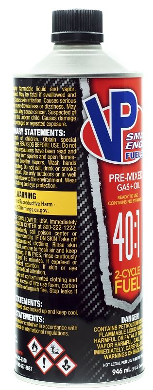 VP Racing 6295 Pre-Mixed Small Engine Fuel, Aromatic Hydrocarbon, Red, 32 oz, Pack of 8 - VORG0053306