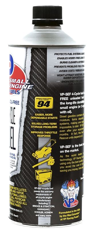 VP Racing 6205 4-Cycle Small Engine Fuel, Hydrocarbon, 1 qt, Pack of 8 - VORG0053264