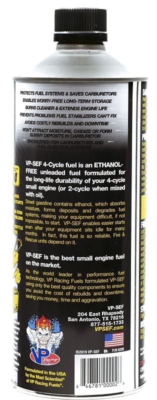 VP Racing 6205 4-Cycle Small Engine Fuel, Hydrocarbon, 1 qt, Pack of 8 - VORG0053264