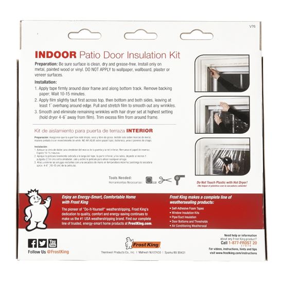 Frost King V76H Indoor Shrink Patio Door Kit, 84 in W, 110 in L, Plastic - VORG0167676