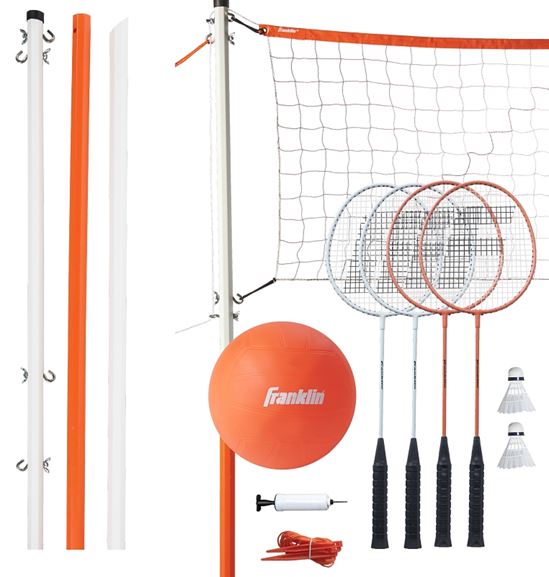 Franklin Sports 50610 Volleyball and Badminton Set, Metal/Plastic, Orange/White - VORG4778858