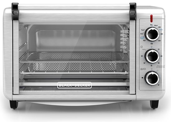 Black+Decker TO3215SS Air Fry Toaster Oven, 1500 W, Knob Control, Black/Silver - VORG7385727