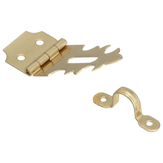 National Hardware V1828 Series N211-912 Hasp with Hook, 2-3/4 in L, 3/4 in W, Brass, Solid Brass - VORG7162175