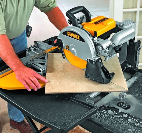 DEWALT D24000 Tile Saw, 120 V, 15 A, 10 in Dia Blade, 25 in Ripping, 18 in Cutting Capacity - VORG7702525