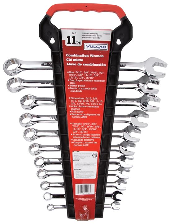 Vulcan TR-H11 Combination Wrench Set, 11-Piece, Chrome Vanadium Steel, Mirror Polish, Silver - VORG6002885