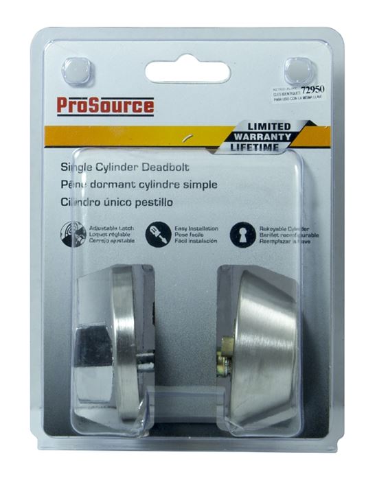 ProSource Signature Series D261-RU5V Deadbolt, 3 Grade, Stainless Steel, 2-3/8, 2-3/4 in Backset, KW1 Keyway, Pack of 3 - VORG5247788