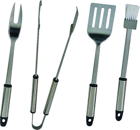 Omaha Barbecue Tool Set with Handle and Hanger, 1.5 mm Gauge, Stainless Steel Blade, Stainless Steel