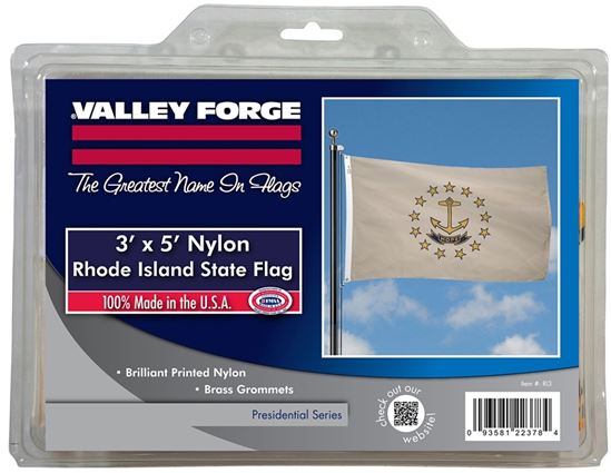 Valley Forge RI3 Flag with Brass Grommet, 5 ft L, 3 ft W, Rhode Island, HOPE, Nylon - VORG7197775