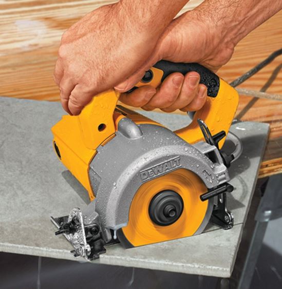 DEWALT DWC860W Tile Saw, 4-3/8 in Blade, 1-3/8 in at 90 deg, 3-1/8 in Max D Cutting - VORG0290361