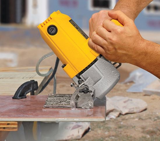 DEWALT DWC860W Tile Saw, 4-3/8 in Blade, 1-3/8 in at 90 deg, 3-1/8 in Max D Cutting - VORG0290361