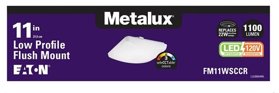 Metalux FM11WSCCR Square Flush Mount Ceiling Light, 120 V, 13.9 W, LED Lamp, 1100 Lumens Lumens, 4000 K Color Temp - VORG9804907