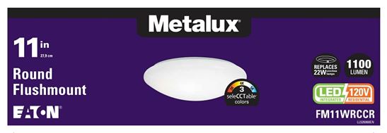 Metalux FM11WRCCR Round Flush Mount Ceiling Light, 120 V, 14 W, LED Lamp, 1100 Lumens Lumens, Steel Fixture - VORG9804873