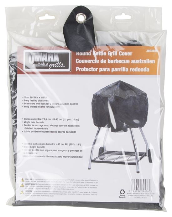 Omaha SPC053L Kettle Grill Cover, 29 in W, 18 in H, Vinyl, Black - VORG3803855