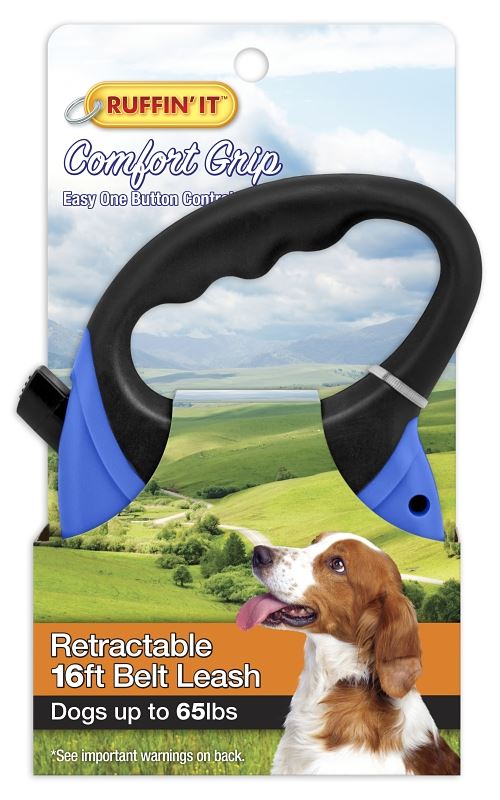 Ruffin'It 98617 Retractable Leash, 16 ft L, Blue/Red, M - VORG4768487