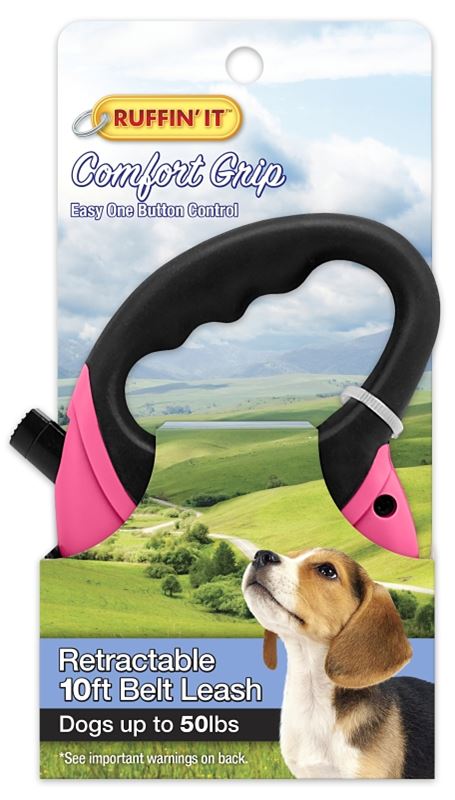 Ruffin'It 98607 Retractable Leash, 10 ft L, Blue/Gray/Pink, S - VORG4768479