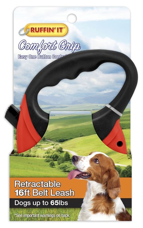 Ruffin'It 98617 Retractable Leash, 16 ft L, Blue/Red, M - VORG4768487