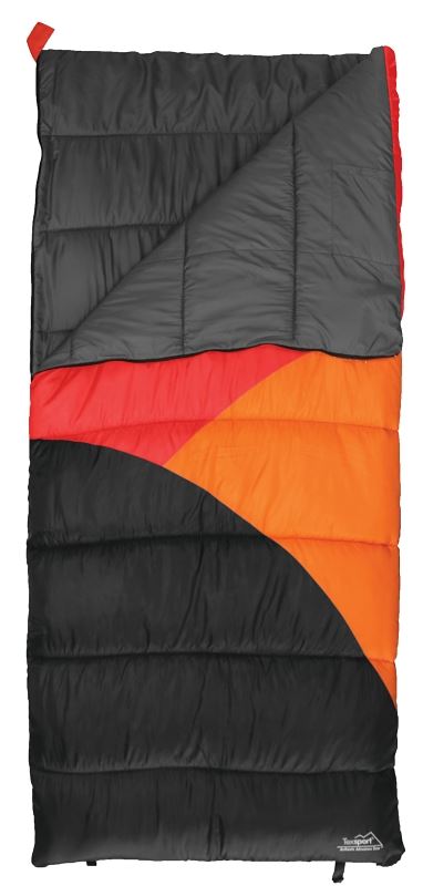 Texsport 15239 Sleeping Bag, 75 in L, 33 in W, Polyester, Black/Gray/Orange/Red - VORG4121240