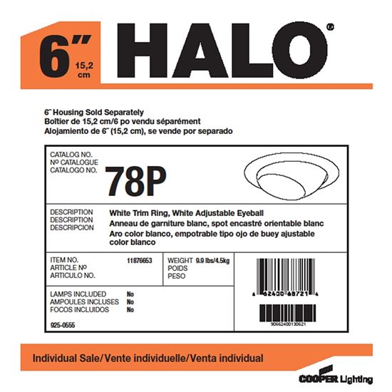 Halo 78P Recessed Light Trim, Metal Body, White - VORG7388283