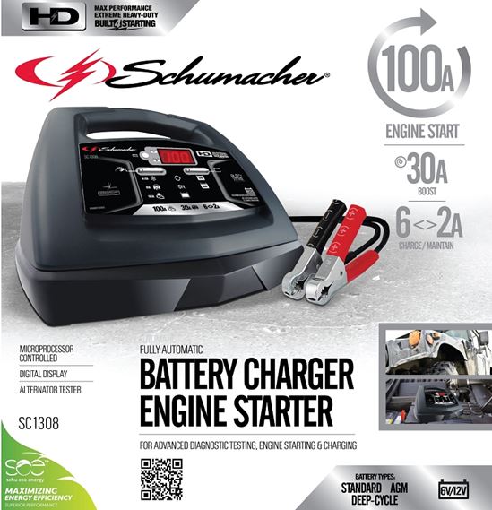 Schumacher SC1308 Battery Charger/Engine Starter, 6/12 V Output, AGM Battery - VORG7227804