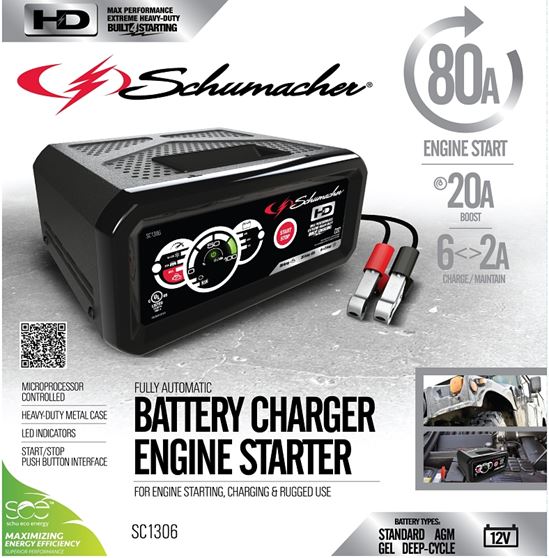 Schumacher SC1306 Battery Charger/Engine Starter, 12 V Output, AGM Battery - VORG7227796