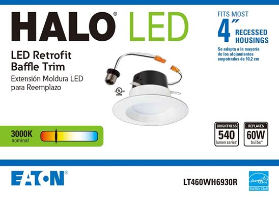 HALO LT4 Series LT460WH6930R Recessed Downlight, 8 W, 120 V, LED Lamp, Matte - VORG7340680