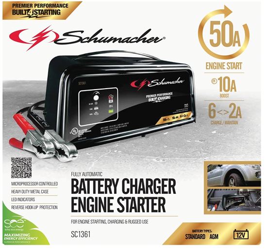 Schumacher SC1361 Battery Charger, 12 V Output, 2, 10, 50 A Charge - VORG7209828