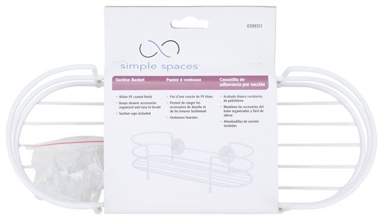 Simple Spaces SS-SC-29-PE-3L Shower Caddy, 1-Shelf, Steel, 11-5/8 in OAW, 3-1/8 in OAH, 4-1/2 in OAD, 10 lb - VORG0399311