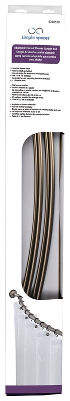 Simple Spaces SD-CSR-VB Shower Curtain Rod, 13-1/2 lb, 52 to 72 in L Adjustable, 1 in Dia Rod, Steel, Venetian Bronze - VORG0228379
