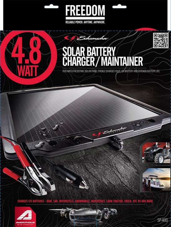 Schumacher SP-400 Solar Battery Charger/Maintainer, Lead-Acid Battery, Black - VORG7002454