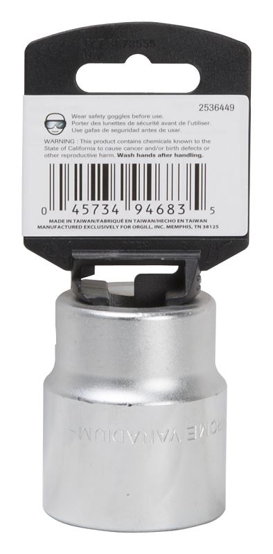 Vulcan MT-SM6035 Drive Socket, 35 mm Socket, 3/4 in Drive, 12-Point, Chrome Vanadium Steel, Chrome - VORG2536449