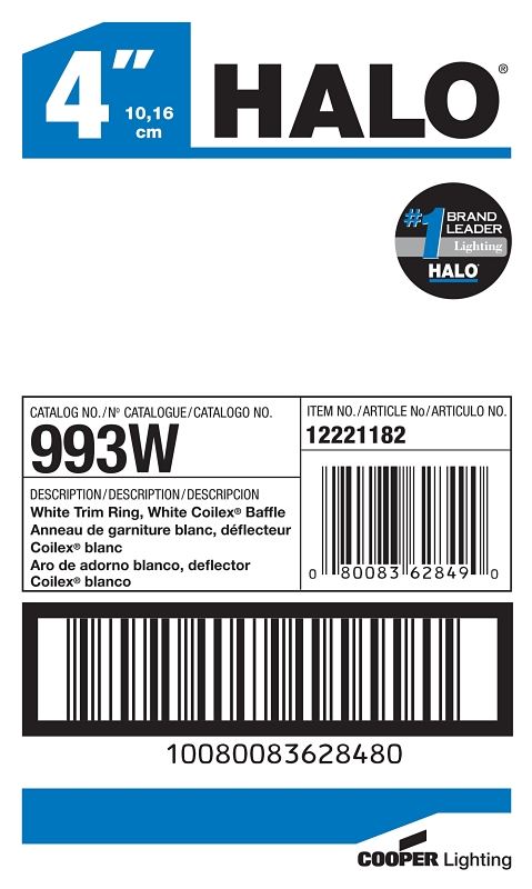 Halo Coilex 993W Baffle Trim Ring, Aluminum Body, White - VORG2403236