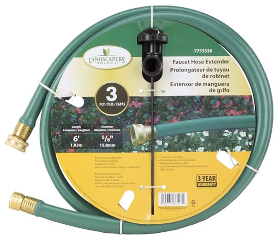 Landscapers Select 6GHWF Garden Hose Extender, 6 ft L, Female x Male, PVC, Green - VORG7753320