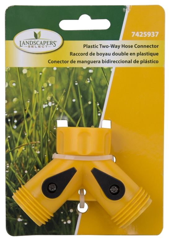 Landscapers Select GC5113L Y-Connector, Female and Male, Plastic, Yellow, For: Garden Hose and Faucet - VORG7425937